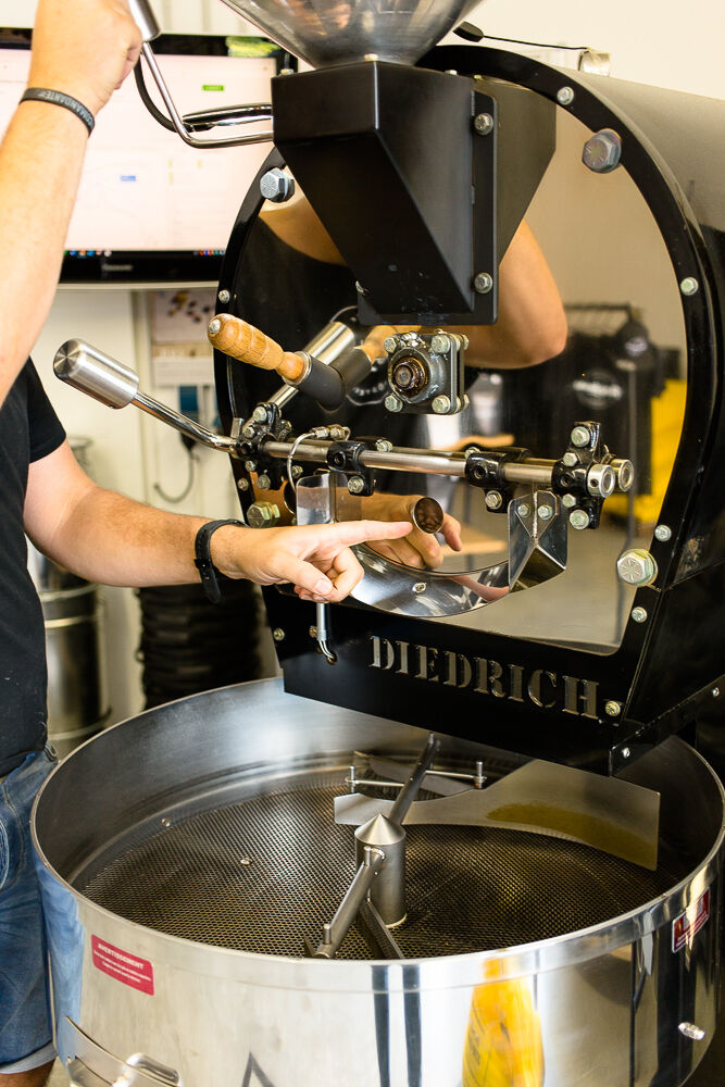 Coffee in a roasting machine