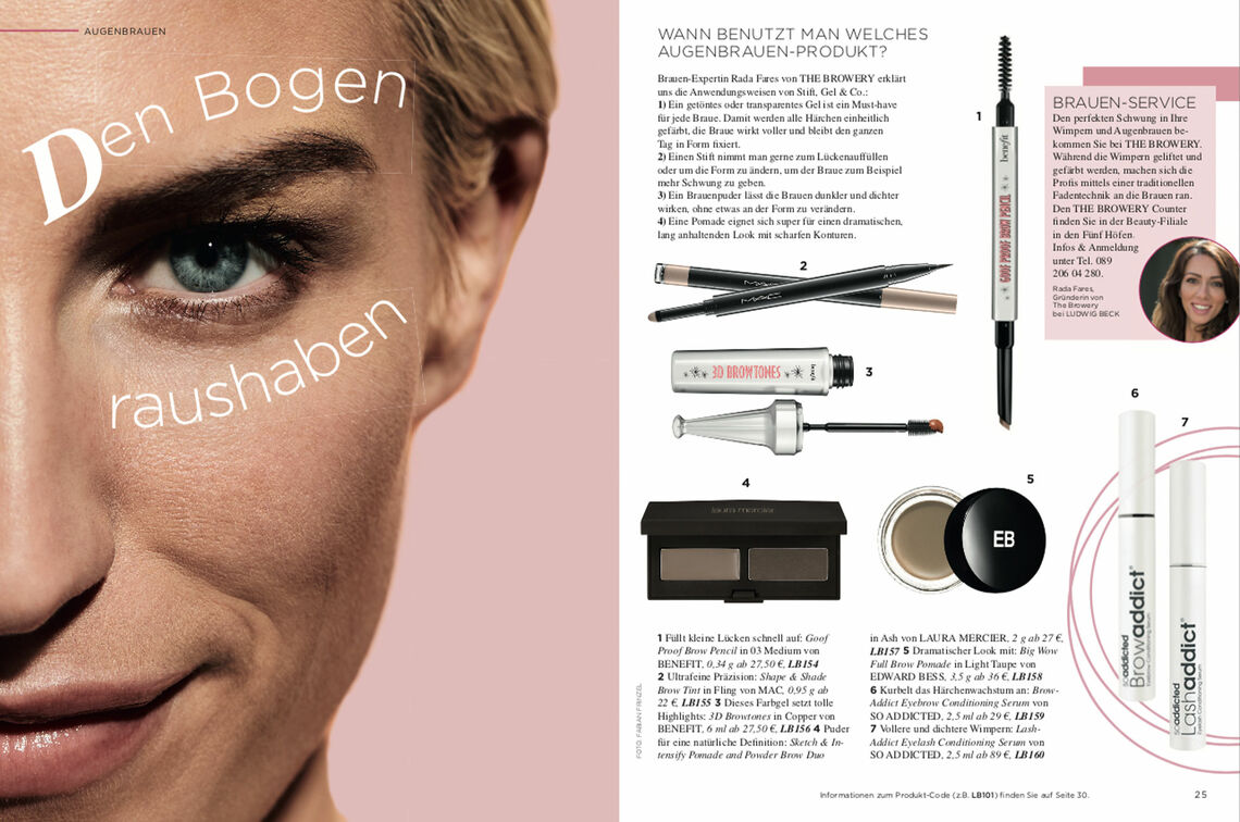 Screenshot einer Doppelseite des LUDWIG BECK Beauty Magazins Frühjahr/Sommer 2019