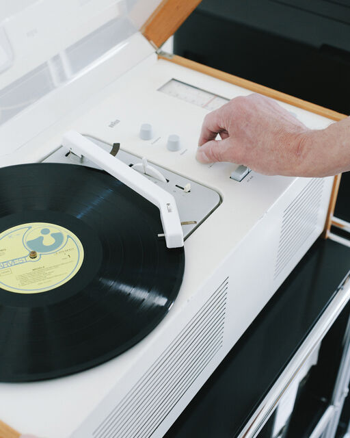Detail view of a record in a turntable