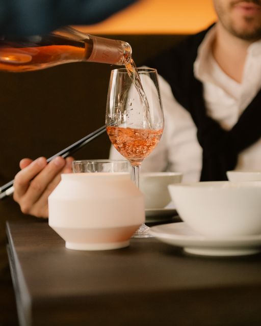 Wine is poured into a wine glass