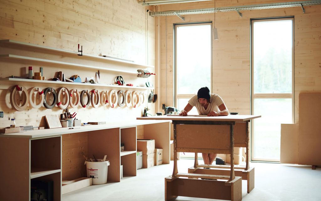 View into the workshop at Faust Linoleum