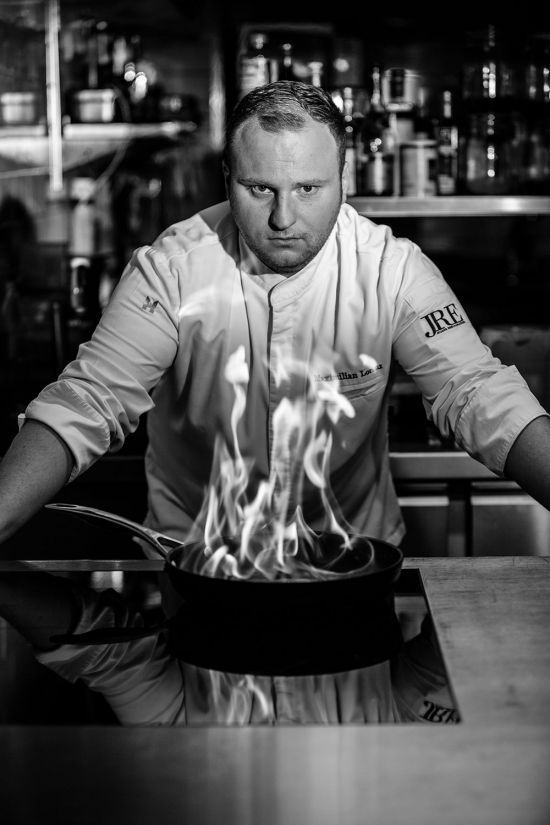Chef Maximilian Lorenz at the stove