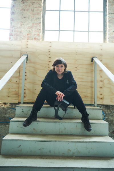 Tina Lorenz sitting on stairs