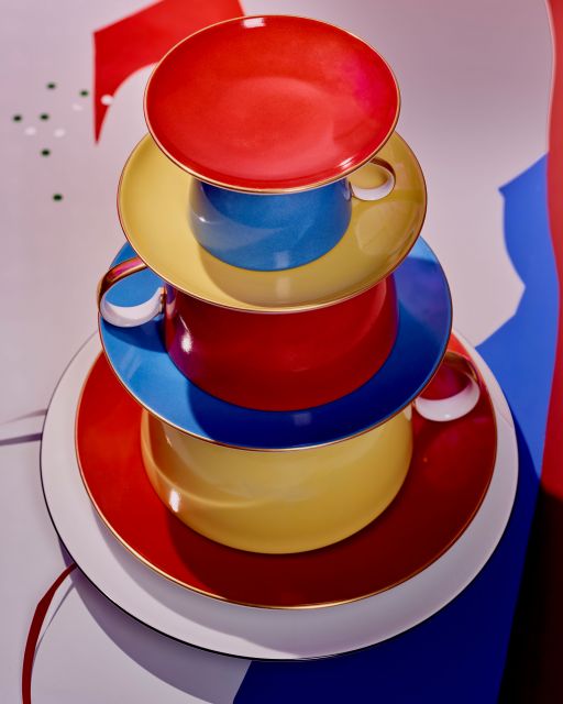Colorful cups stacked on each other