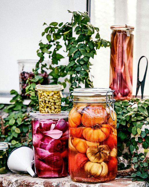 Preserved vegetables in jars