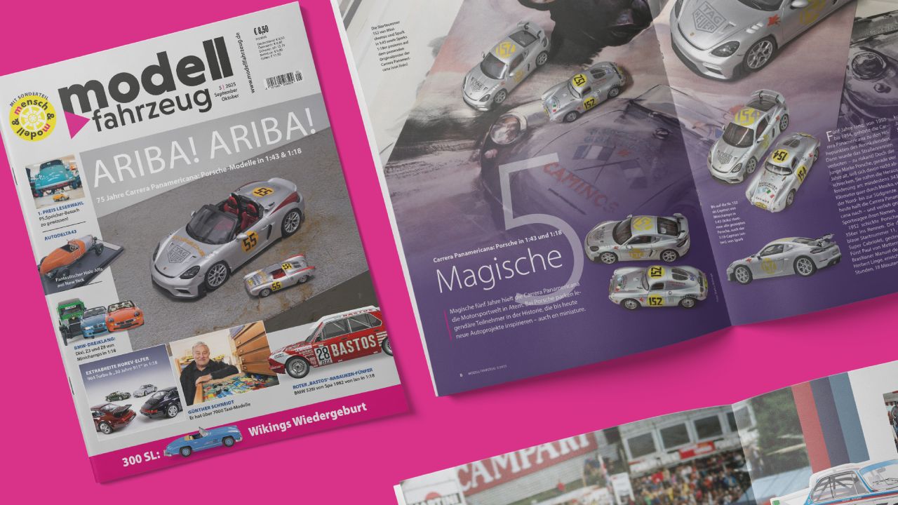 Cover and open double page of the trade journal MODELL FAHRZEUG