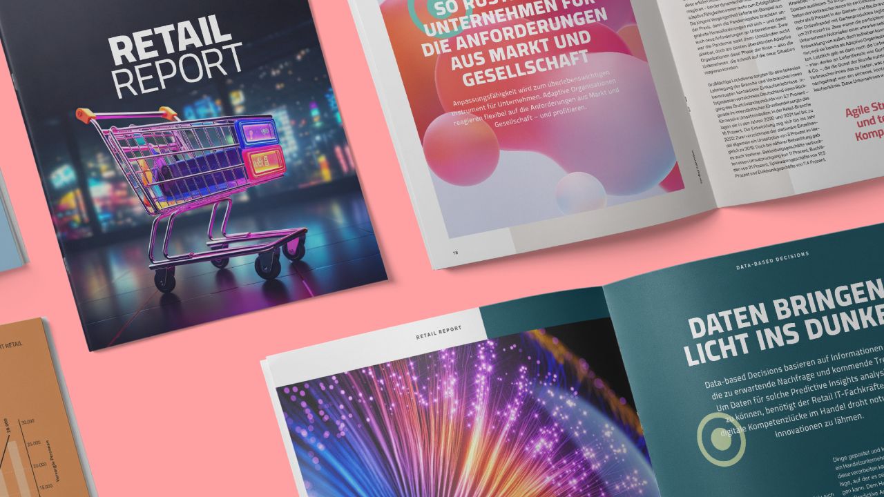 Cover and several open double pages from the Zukunftsinstitut's “Retail Report”